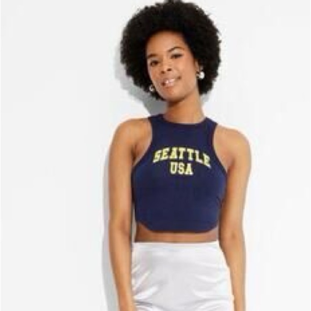 Wild Fable Seattle USA cropped tank top size medium navy blue - Picture 5 of 5